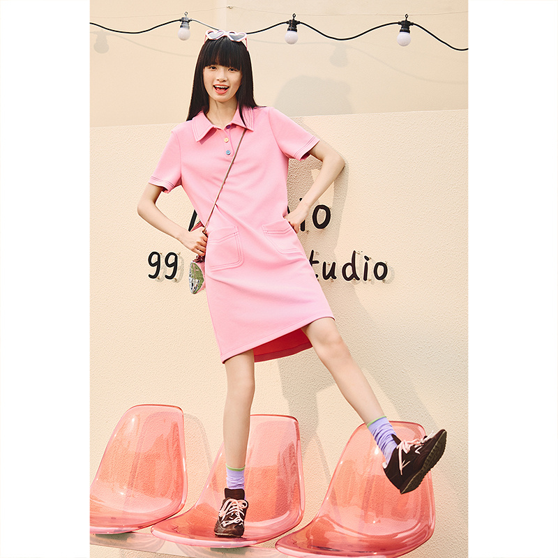 ToyzY2025夏季新款减龄学院感翻领连衣裙ZC35205370