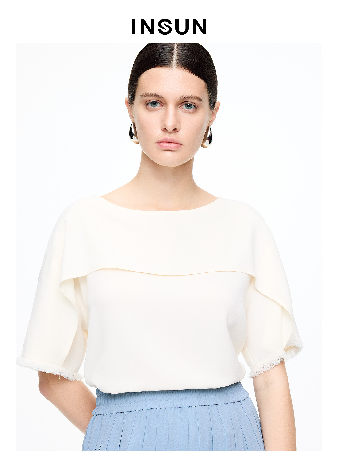 INSUN恩裳专选2026夏季圆领简约显瘦垂坠感短袖T恤9C66270050
