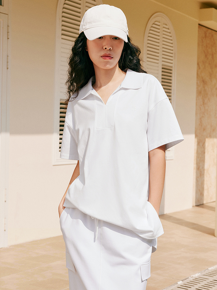 XII BASKET十二篮26夏新款松弛感通勤休闲翻领短袖T恤7C36270020