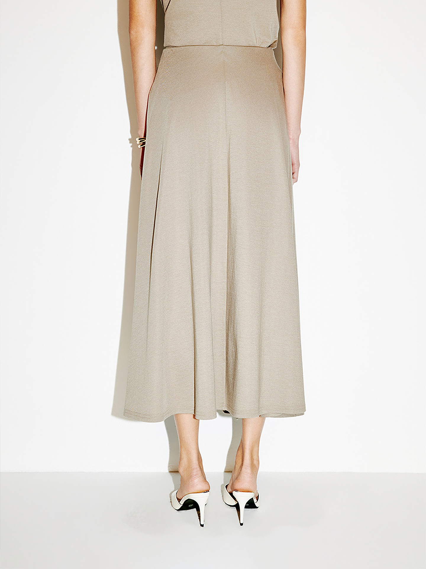 COVERINS2026夏新款三醋纤+莱赛尔侧腰扭结A字半裙CC36250050