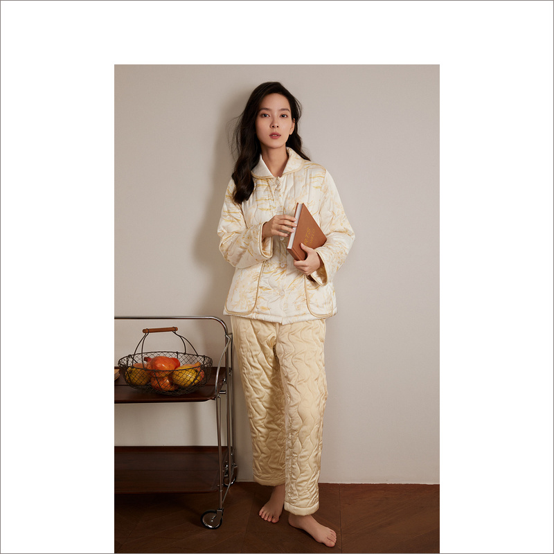 YINER LIFE 雅致印花缎面女士家居套装8J52505130