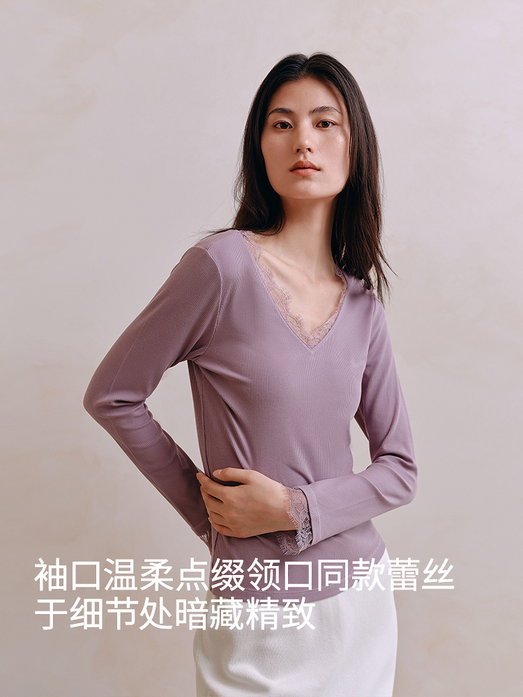 德绒蚕丝薄绒打底衫8J35527030