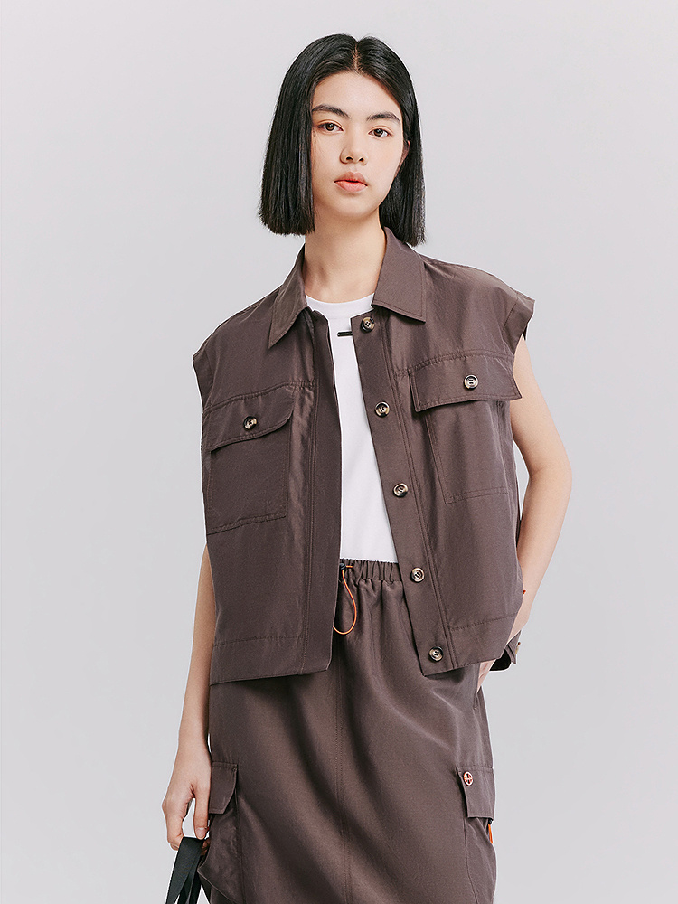 XII BASKET十二篮专选26夏新款翻领户外休闲无袖工装马甲7C66201030