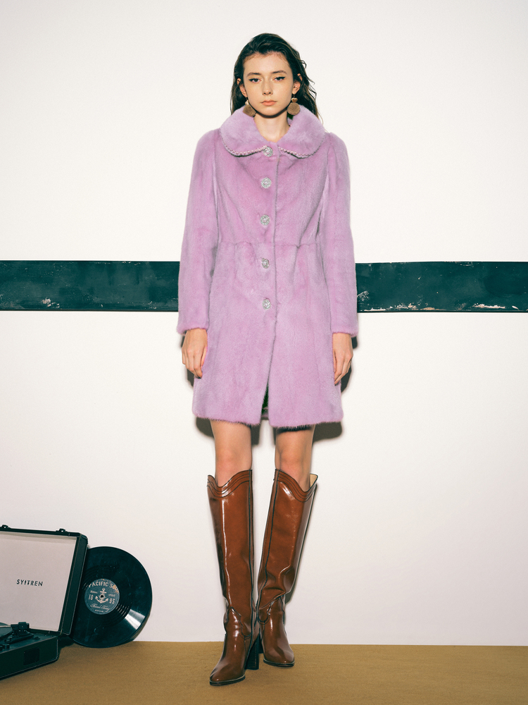 PSALTER诗篇 精致淑女风珍钻点缀100%水貂皮皮草外套6C62109313