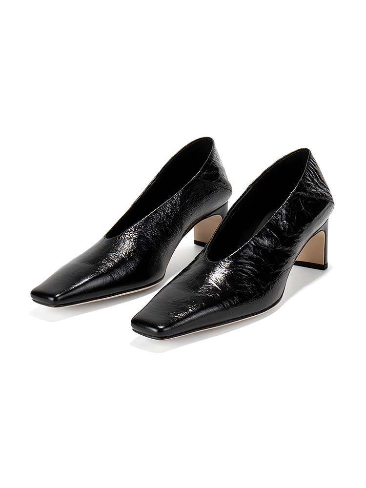 INSUN恩裳2025秋季时髦粗跟牛皮真皮高跟鞋9C35392010