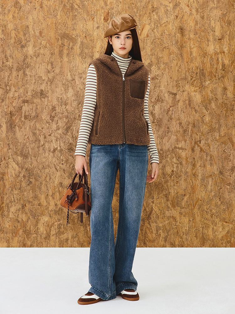 ToyzY2025冬季100%羊毛颗粒绒马夹百搭叠穿马甲外套ZC35501030