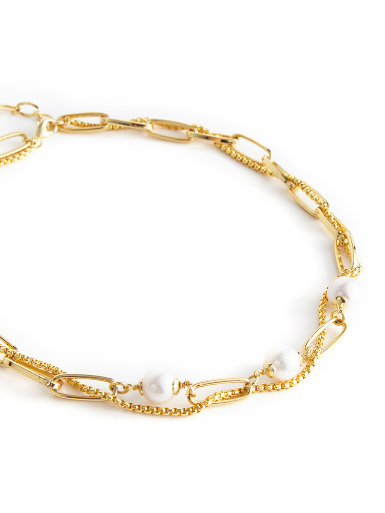 INSUN恩裳2024夏装时尚双层锁骨链珍珠项链9C34296040