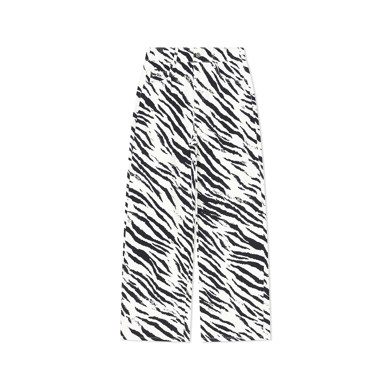 COVERINS2026夏季新款黑白斑马纹牛仔裤直筒阔腿裤CC36220150