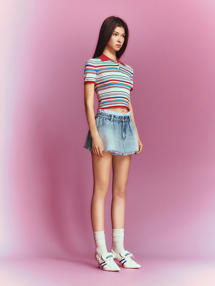 SALT.P可颜 2026夏季新款撞色条纹针织衫AC36206170