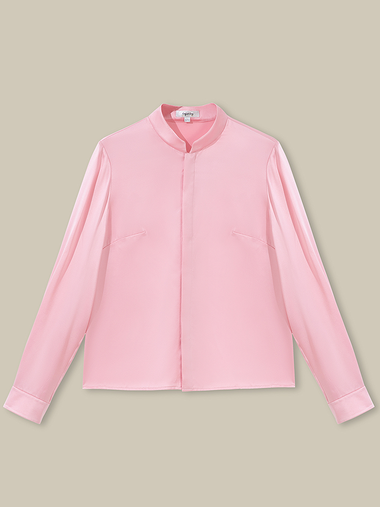 【100桑蚕丝】Song of Song歌中歌2026春新款珍珠光泽感立领上衣5C36130090