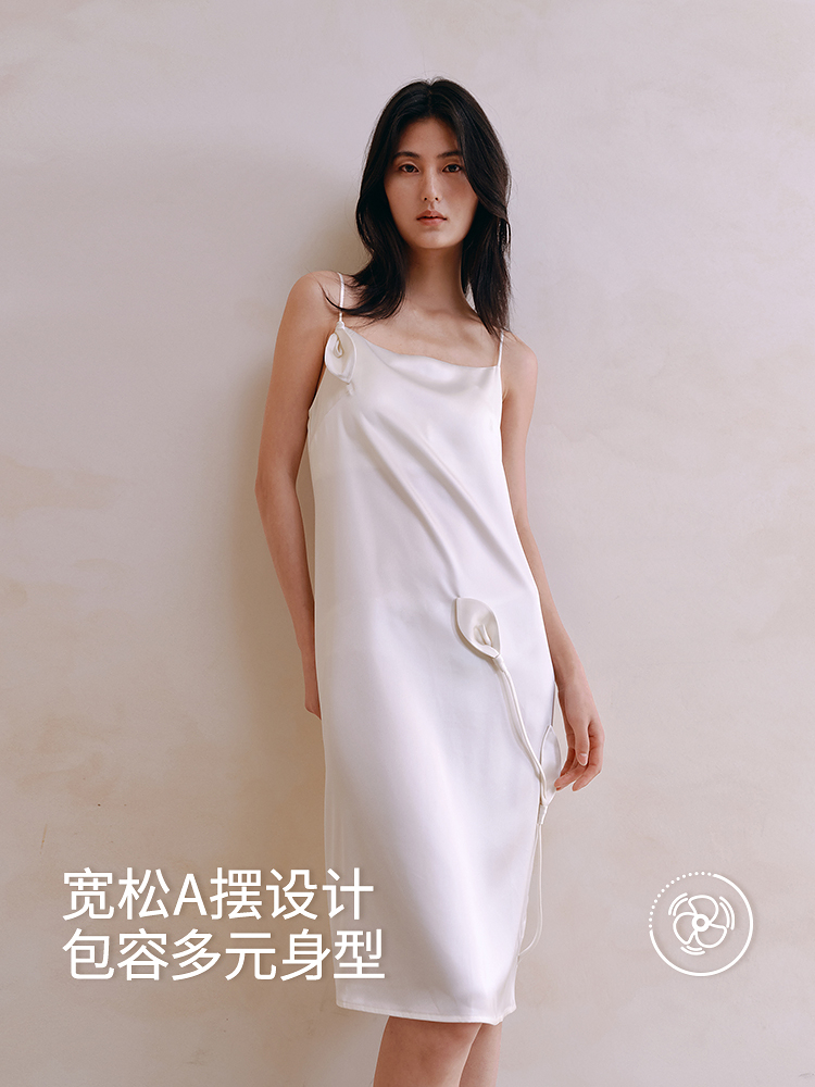 醋酸立体花带杯吊带睡裙8J35227140