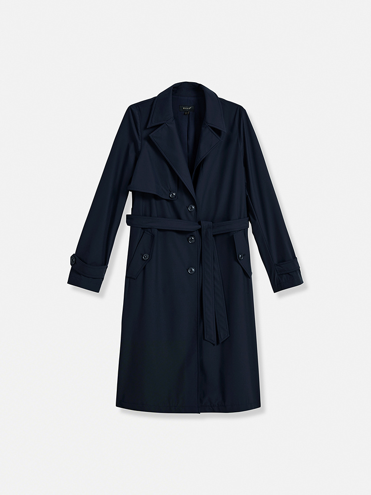 YINER音儿2026春季新款时尚西装翻领可拆卸腰带中长款风衣外套8C36107060