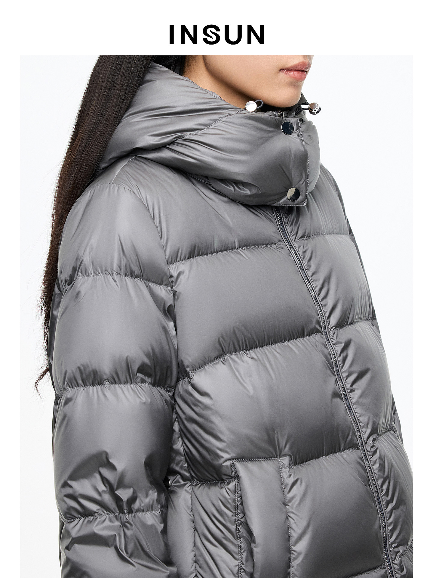 INSUN恩裳专选2026春季云朵泡芙可拆卸帽子短款羽绒服9C66108610