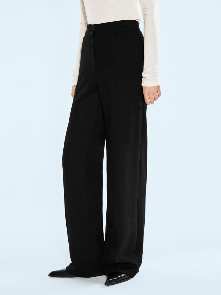 COVERINS2024年冬季羊毛混纺高腰显瘦直筒休闲裤CC34520080