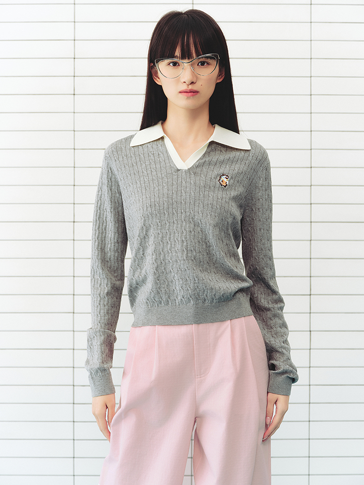 ToyzY2026春季新款刺猬刺绣垂顺感毛针织衫ZC36106850