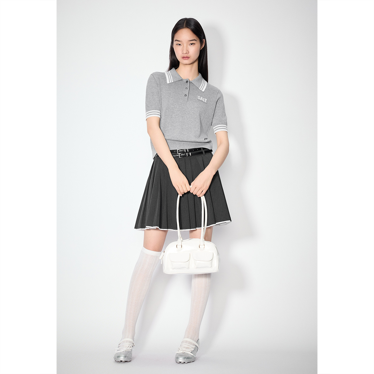 SALT.P可颜 2025夏季新款莱赛尔天丝撞色翻领针织衫AC35206490