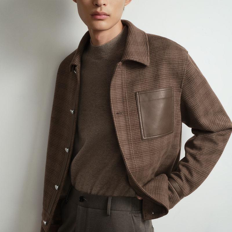 HEARDRO复古拼皮细格高品夹克 8J53322560