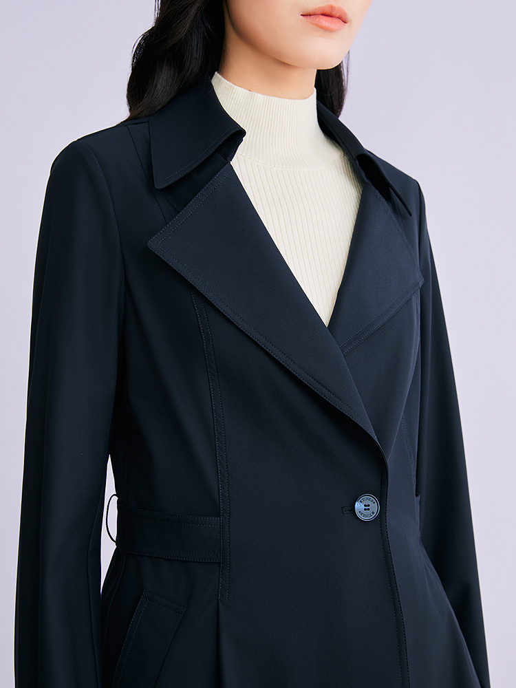 YINER音儿专选2026春季新款优雅时尚通勤大翻领一手长风衣外套8C66107026