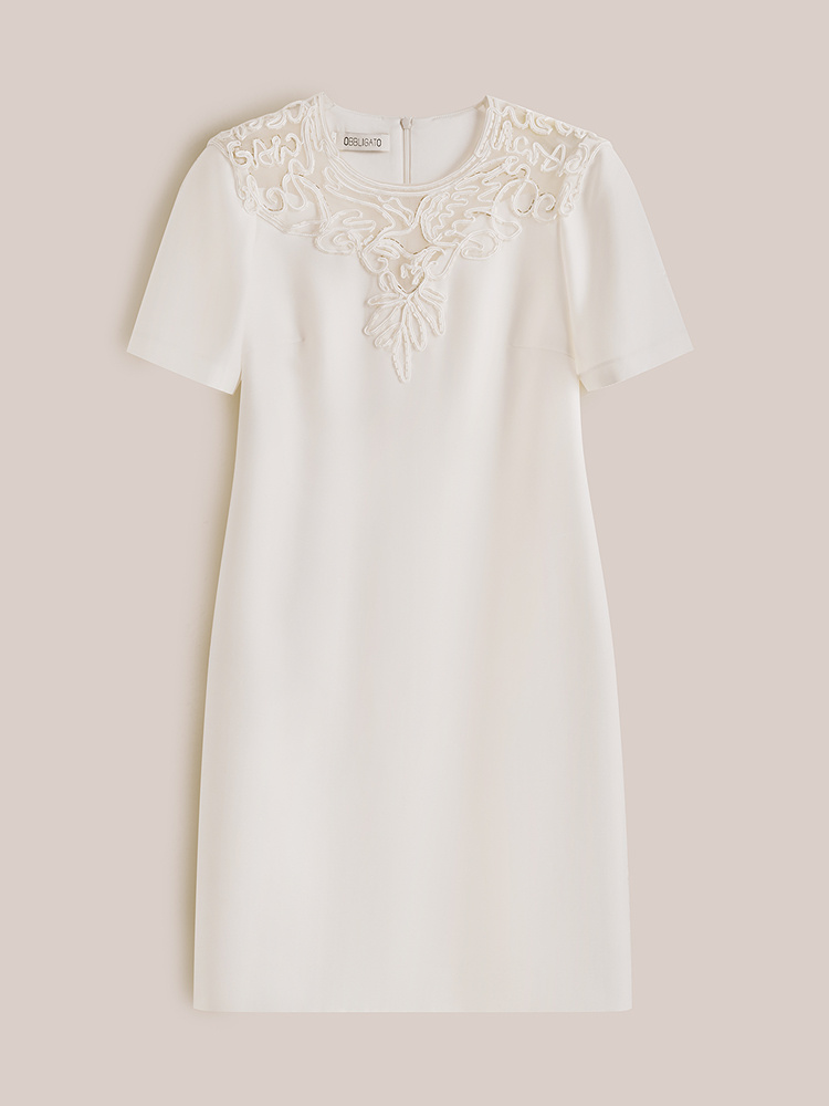 OBBLIGATO奥丽嘉朵2026夏季新款醋酸混纺薄纱刺绣珠管场合连衣裙1C66205190