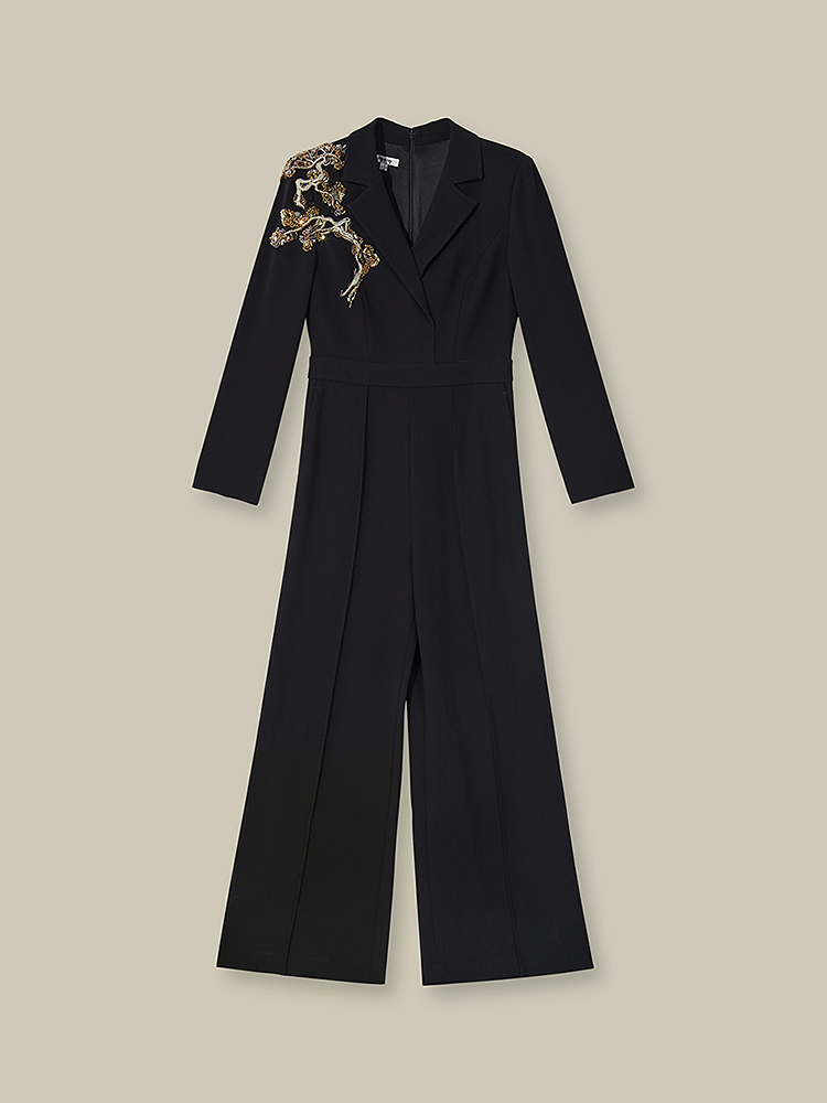 Song of Song歌中歌2026春季新品重工钉珠装饰墨韵松枝高定连体裤5C36102515