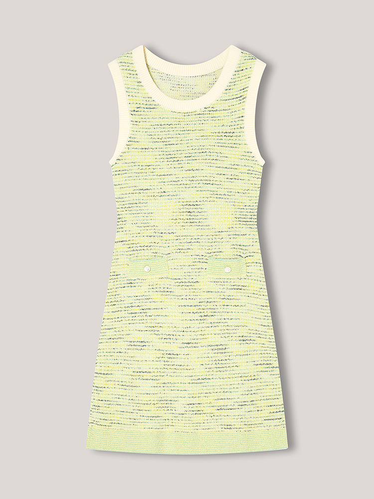 Goodland美地2025夏季法式香风撞色收腰包臀背心连衣裙女LC35206207