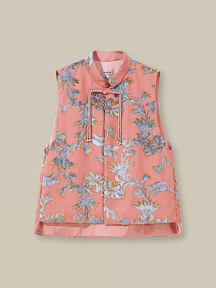 Song of Song歌中歌2026春季新品淡粉色提花马甲上衣5C36108020