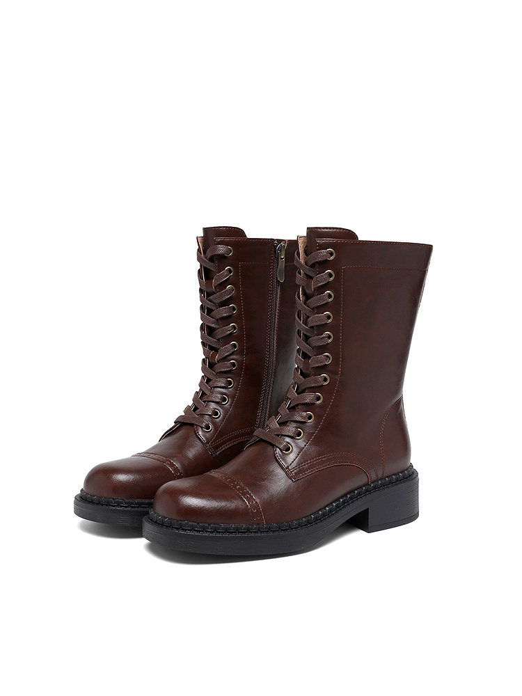 XII BASKET十二篮25冬时尚厚底英伦风真皮马丁靴7C35592040