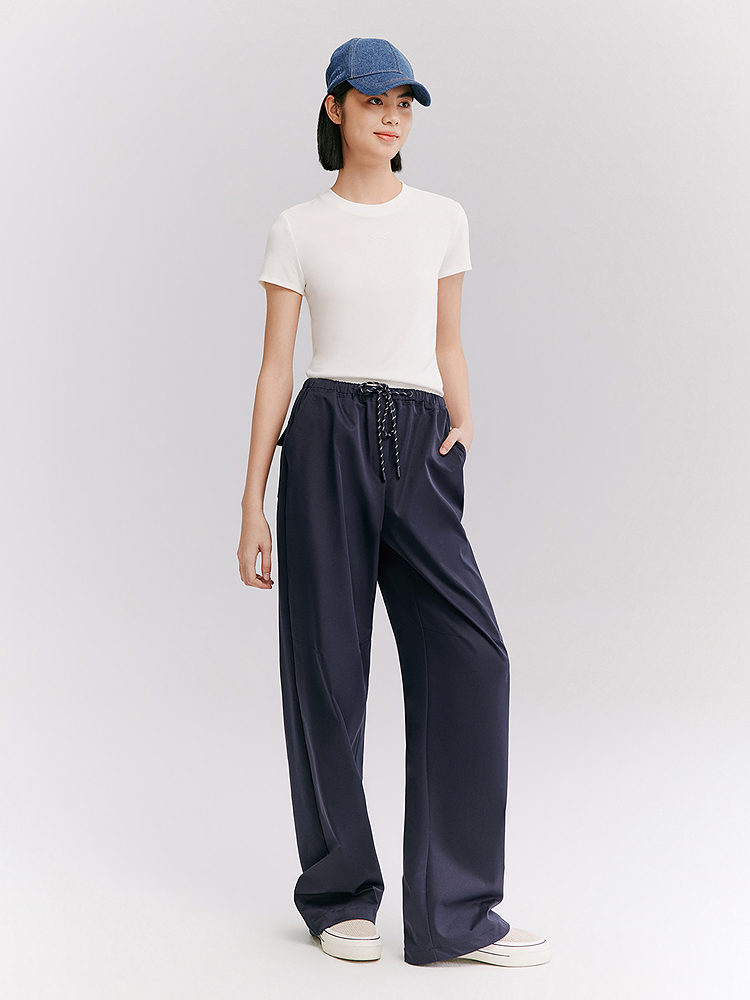 XII BASKET十二篮专选26夏新款松紧高腰户外运动休闲百搭舒适直筒裤7C66220160