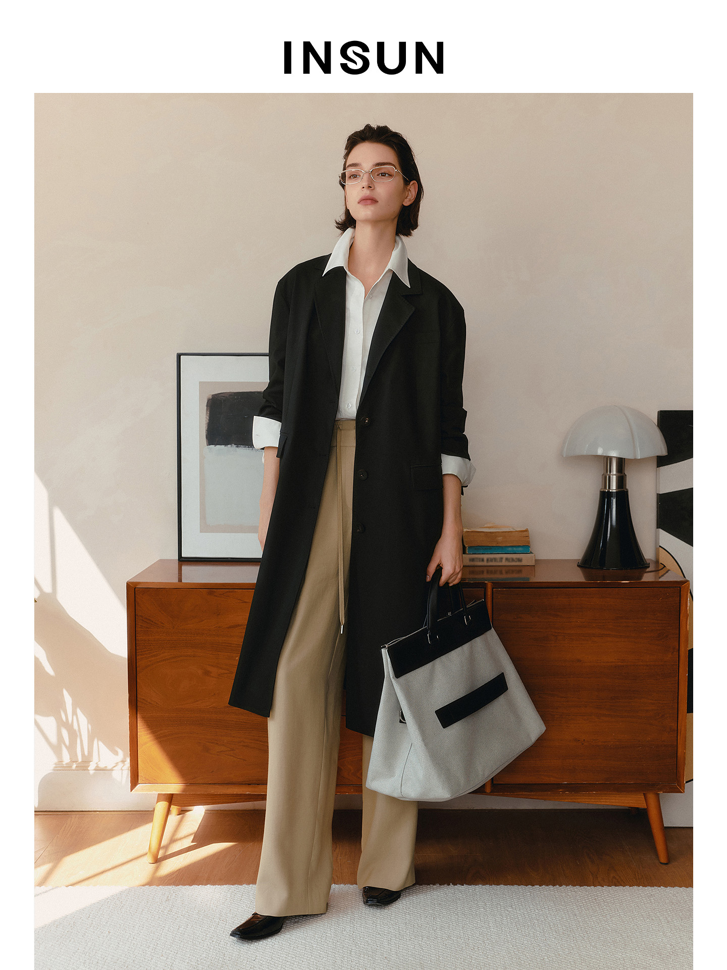 INSUN恩裳2026春季休闲慵懒感显瘦中长款西装外套9C36110190