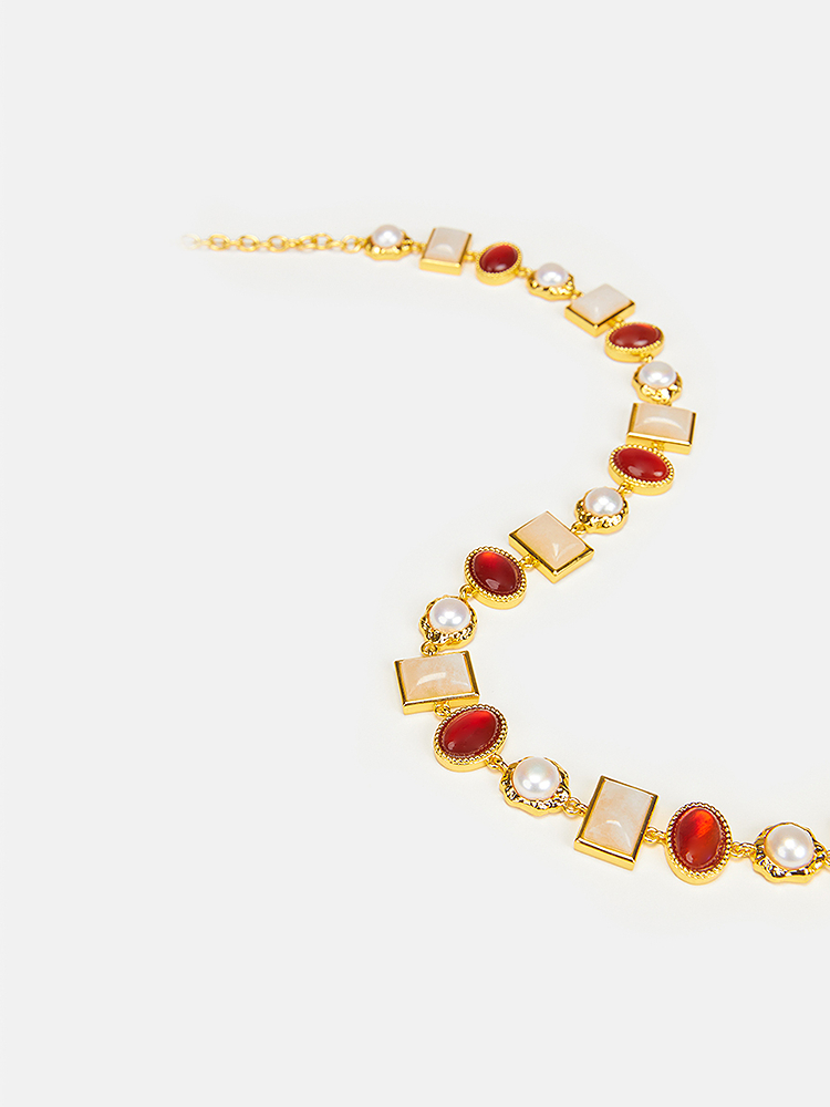 Song of Song歌中歌2024冬季金色红玛瑙点缀项链5C34596010