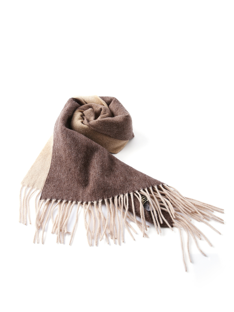 INSUN恩裳商场同款冬季时尚拼色设计羊毛羊绒混纺保暖气质围巾9C32590070