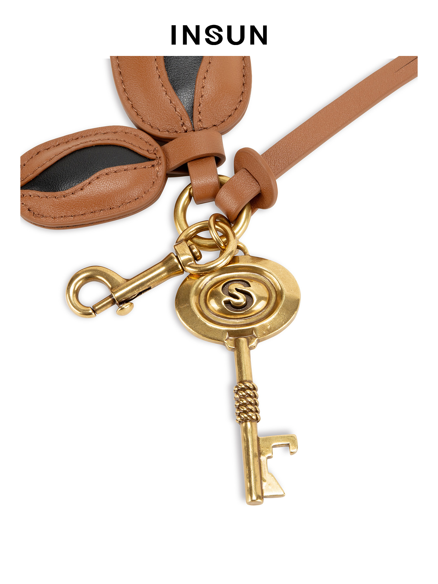 INSUN恩裳2026春复古皮革包挂件9C36199020