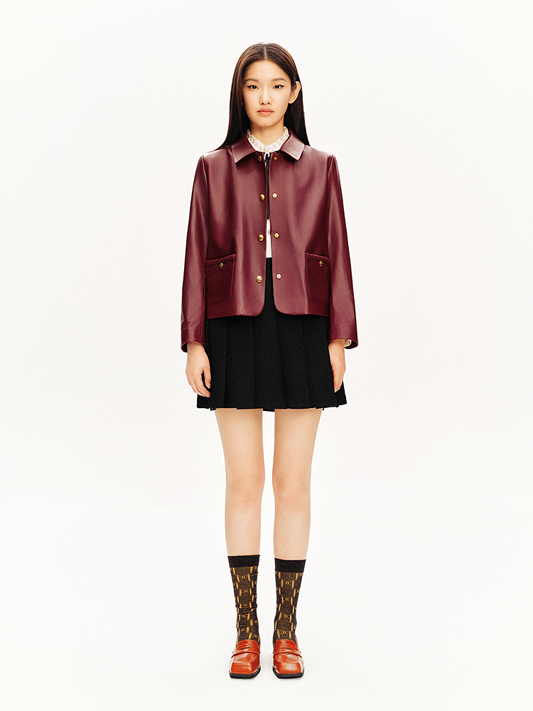 PSALTER诗篇 安哥拉红时尚皮衣6C64309153