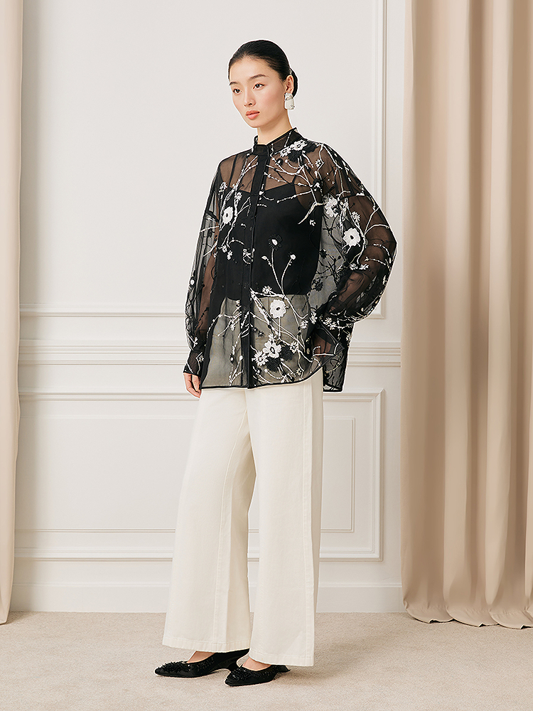 【梅花刺绣】Song of Song歌中歌2026春季泼墨绣花新中式罩衫5C36130160