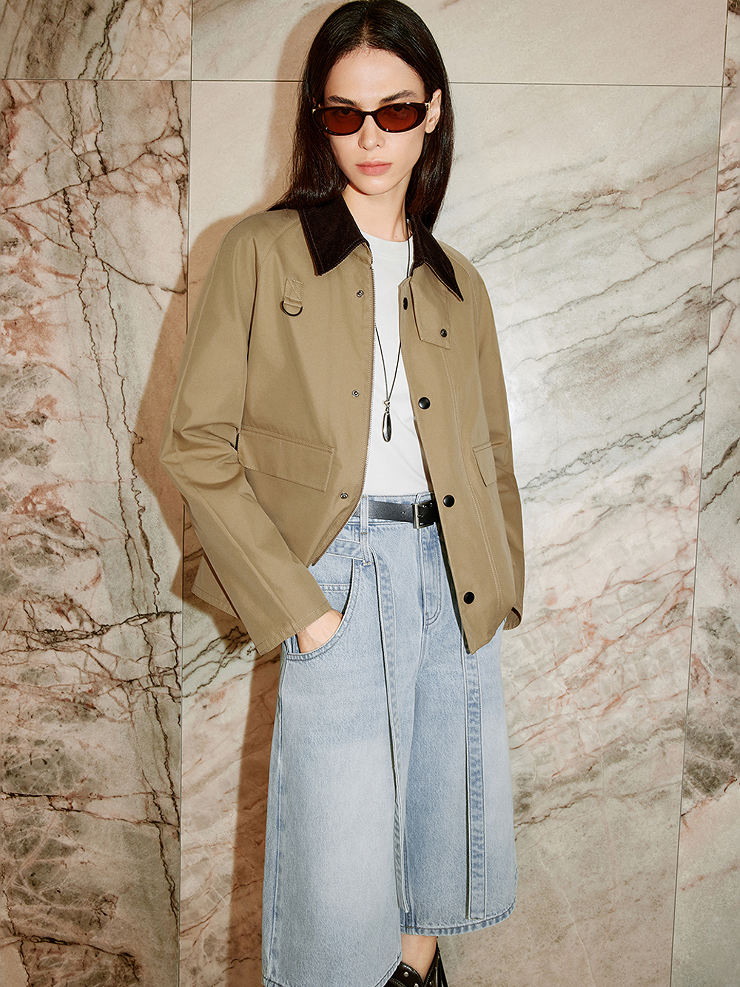 COVERINS2026春新款巴恩风灯芯绒翻领工装夹克CC36110210