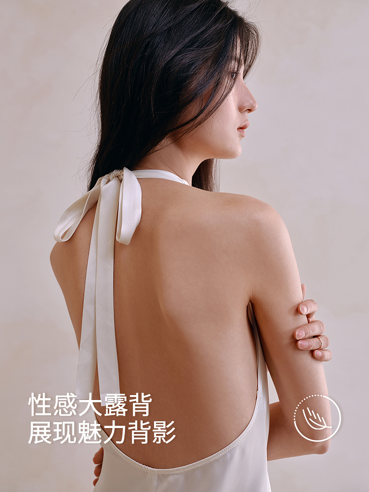 醋酸带杯女士挂脖睡裙8J35227110