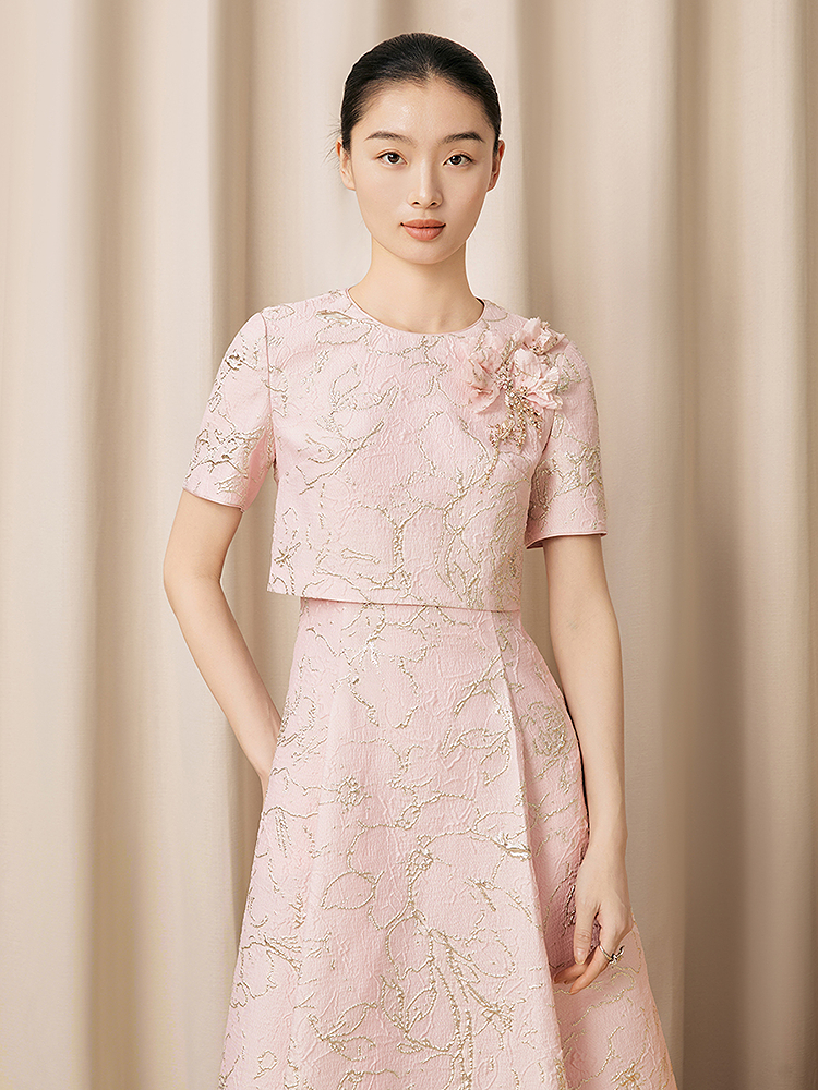 Song of Song歌中歌2026夏季新款浮雕花影·土耳其提花连衣裙5C36205410