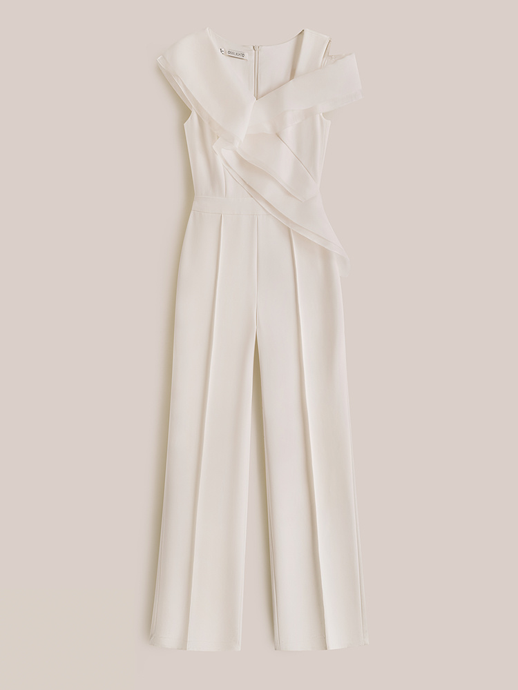 OBBLIGATO奥丽嘉朵2026夏季新款米白流光沙连体裤1C36202030