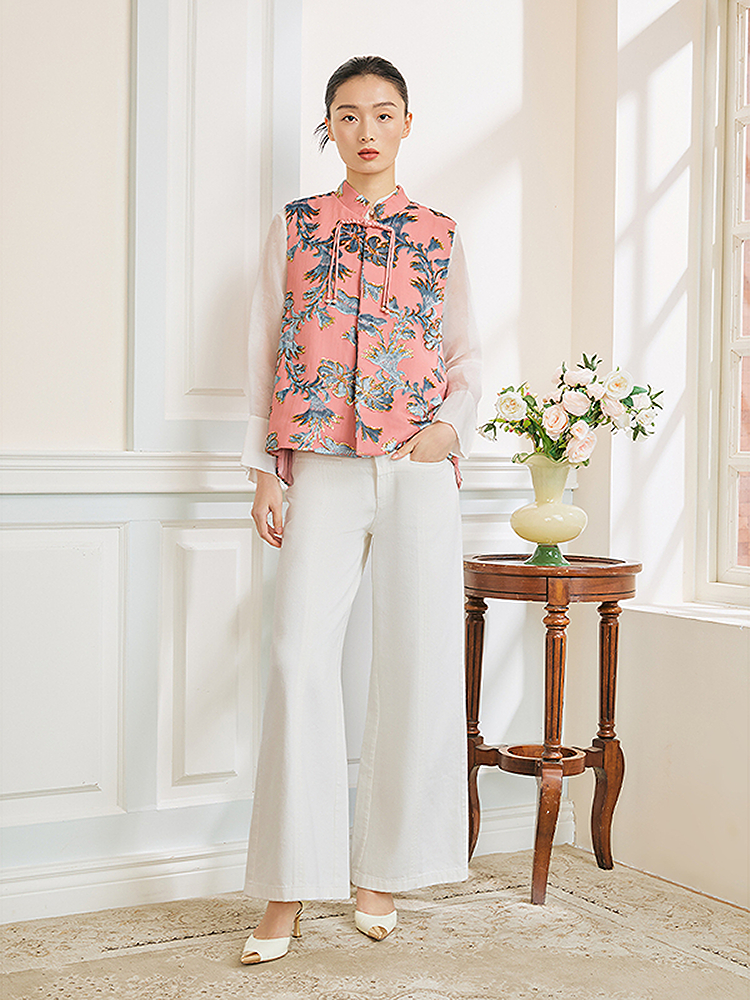 Song of Song歌中歌2026春季新品淡粉色提花马甲上衣5C36108020