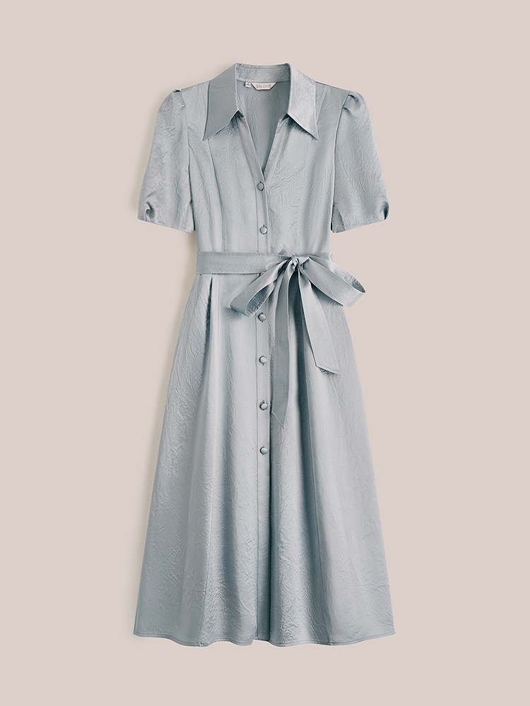 OBBLIGATO奥丽嘉朵专选2025夏季新品光泽感肌理感风衣式连衣裙1C65205380