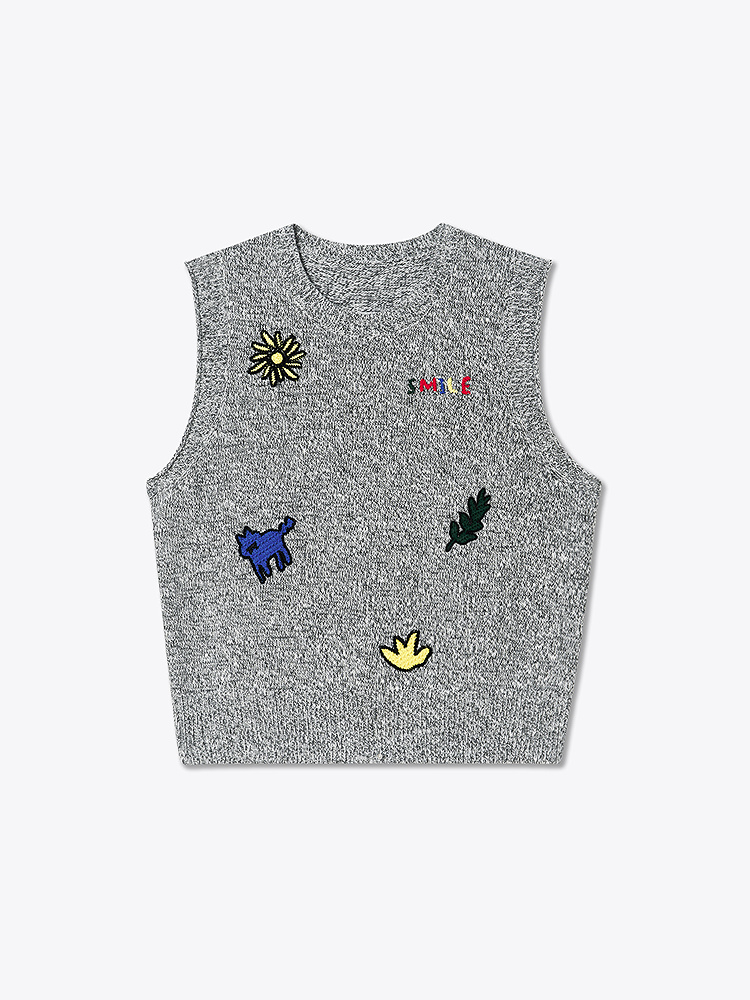 ToyzY2026春季新款趣味绣花无袖宽肩背心ZC36104840