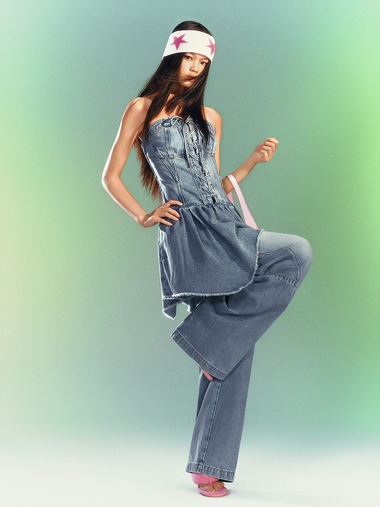 SALT.P可颜 2026夏季新款抹胸牛仔连衣裙AC36205240