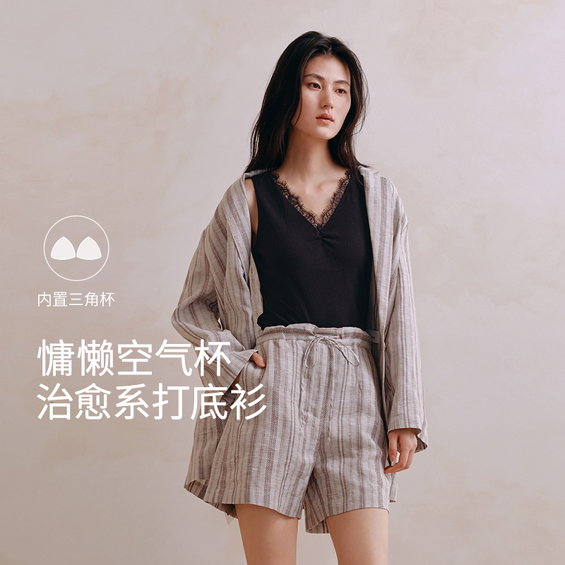 蕾丝德绒蚕丝磨毛带杯背心8J35527020