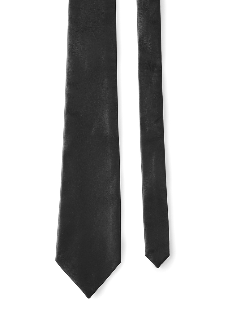 INSUN恩裳2024秋季时尚黑色绵羊皮真皮领带9C34393040