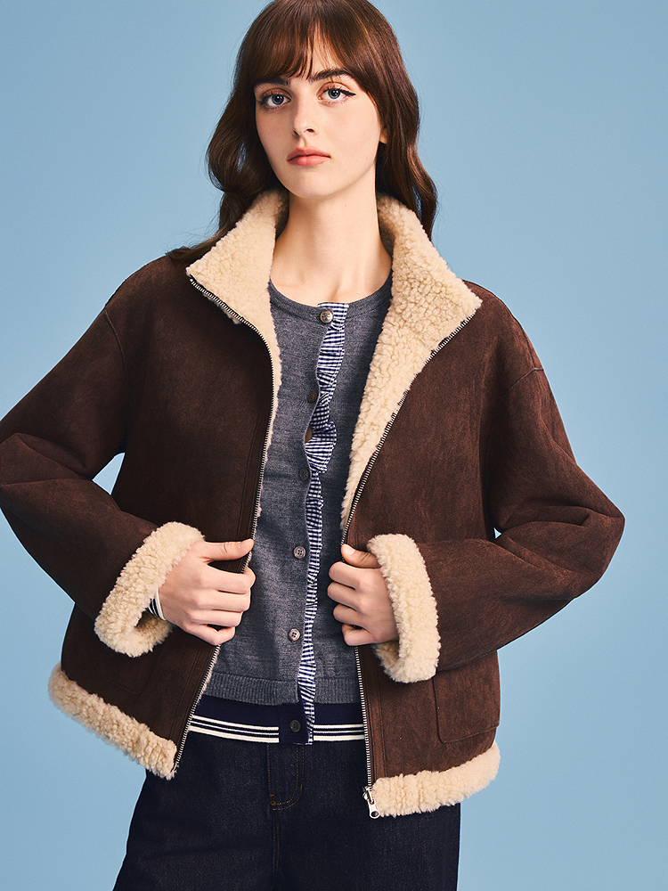 PSALTER诗篇 2026春季新款双面穿羊羔绒毛呢外套6C66110203