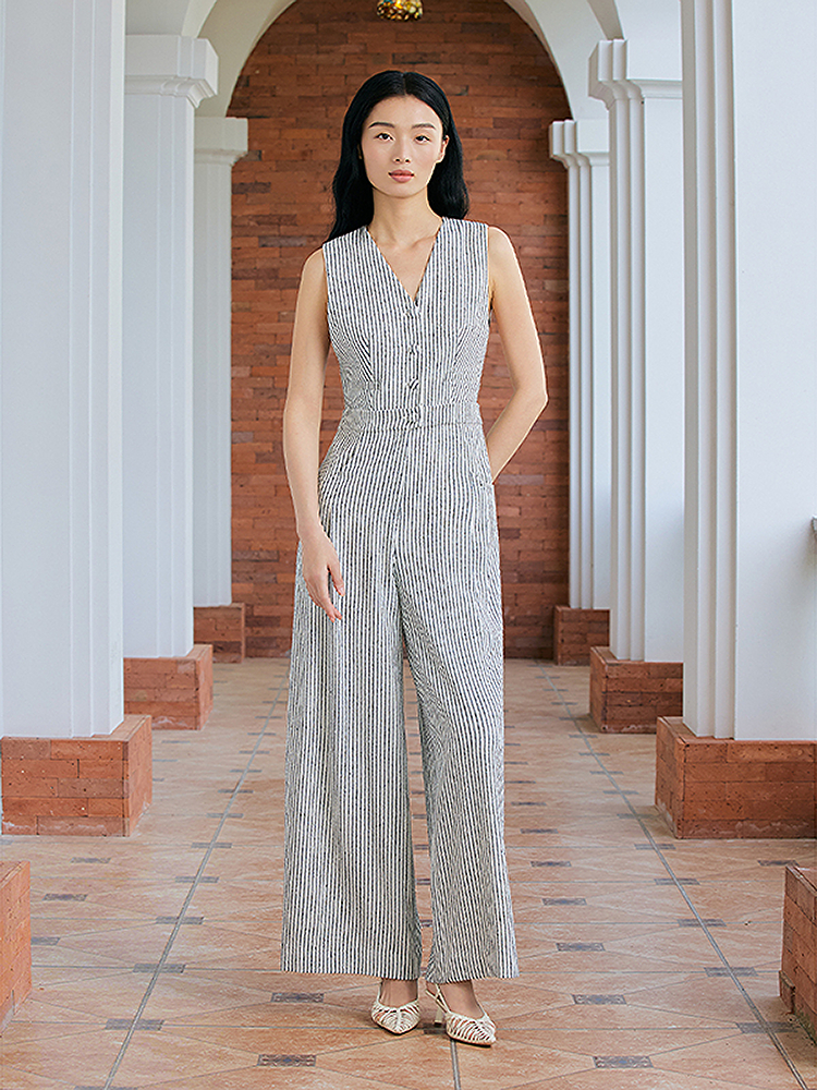 Song of Song歌中歌春季藏蓝条纹连体裤5C66102016