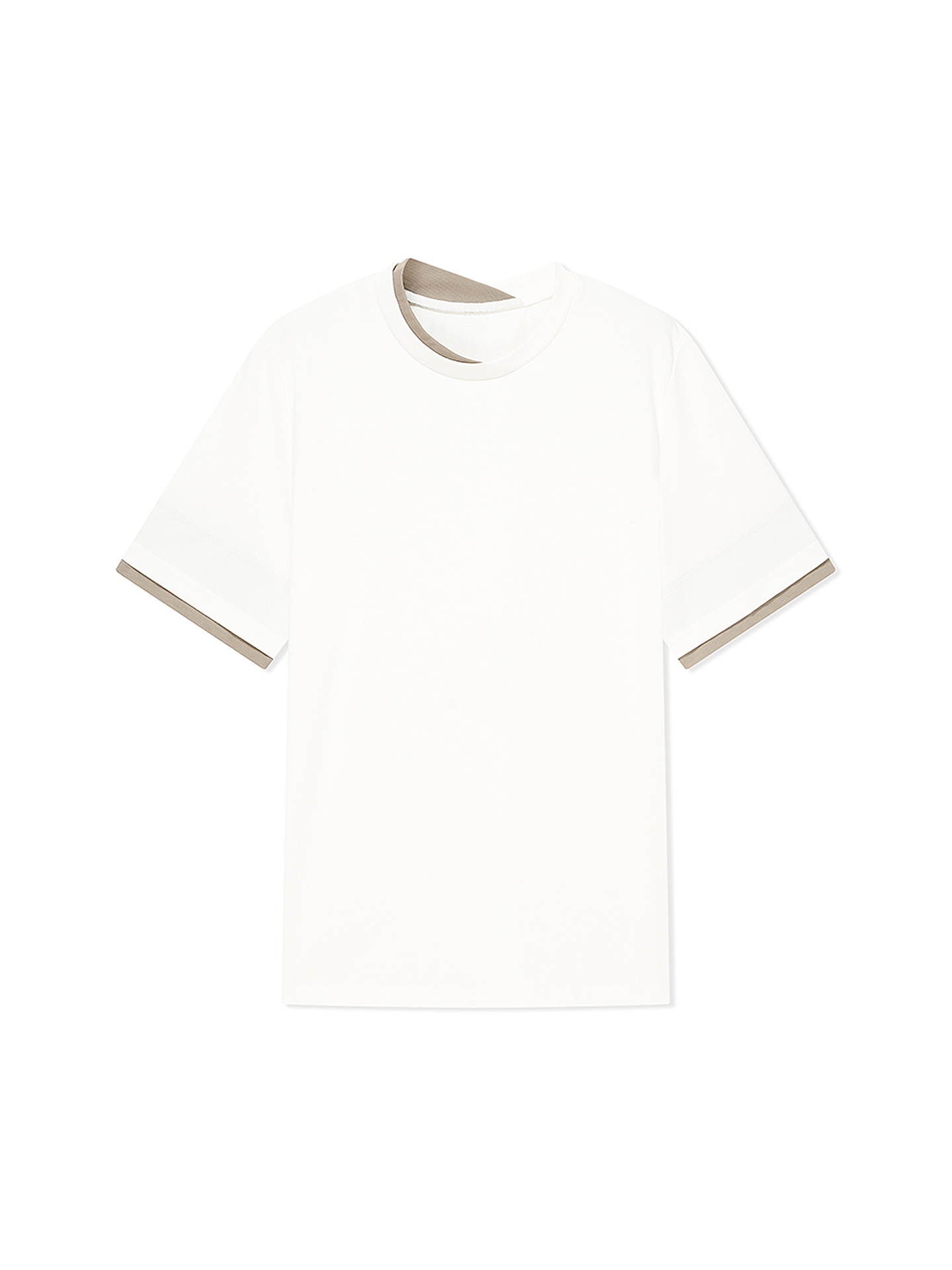 COVERINS2026夏季新款不对称撞色100%棉T恤CC36260060