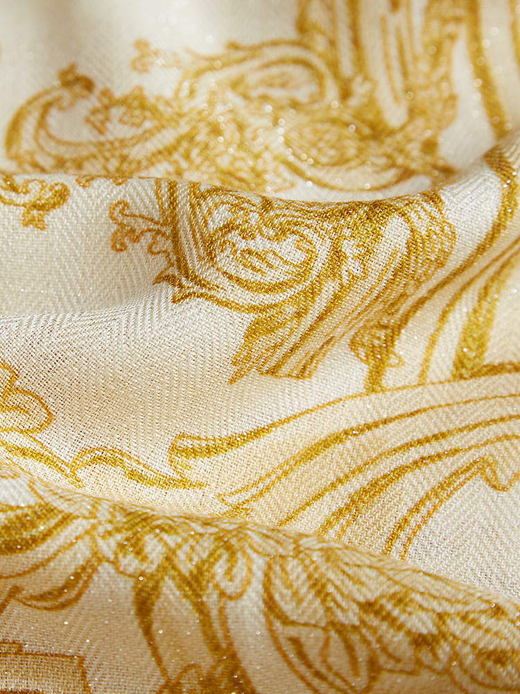 Song of Song歌中歌2024冬季浅卡其真丝羊毛围巾5C34590010