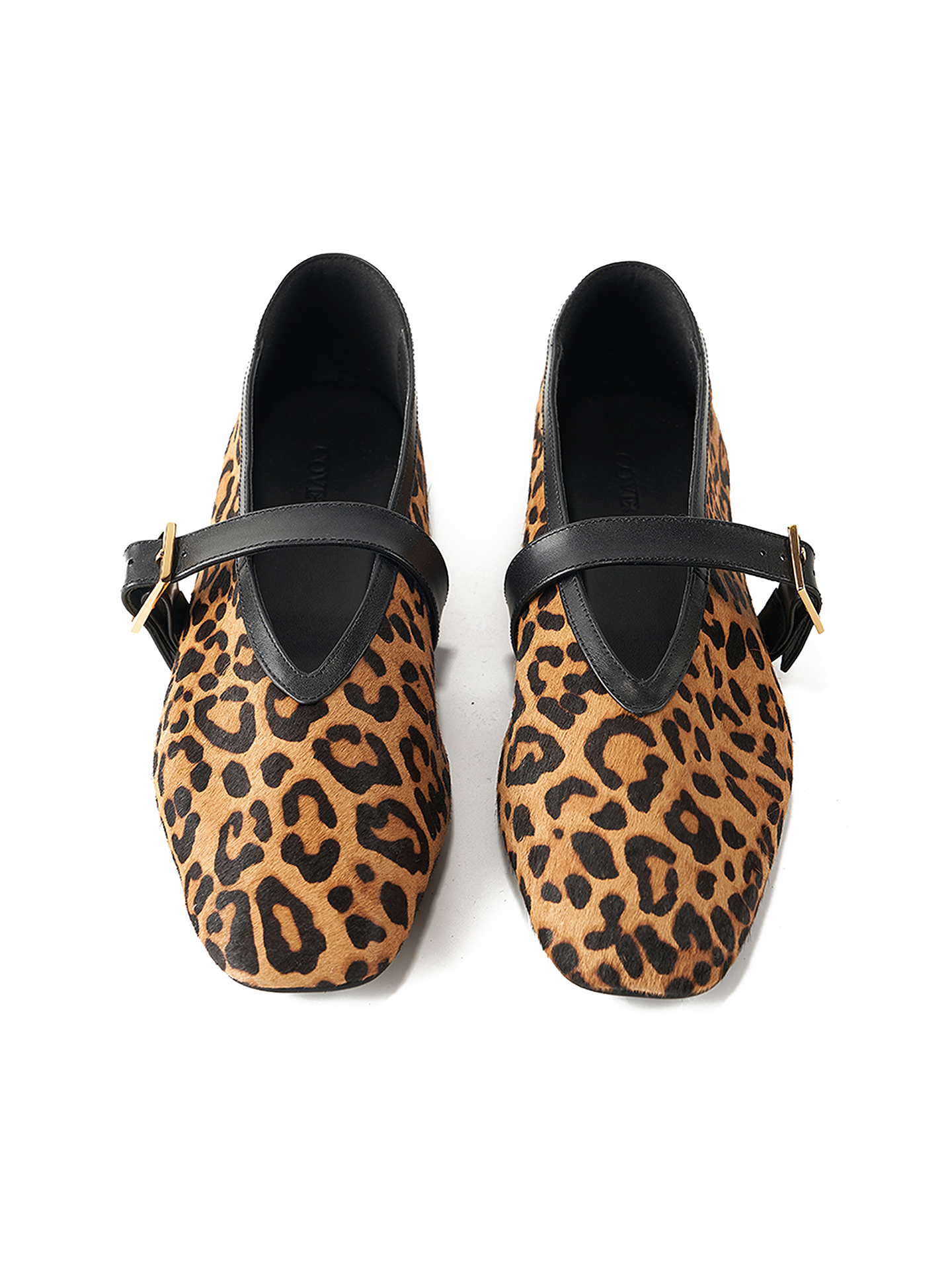 COVERINS2026新款豹纹马毛真皮平底单鞋女芭蕾舞鞋CC36192020