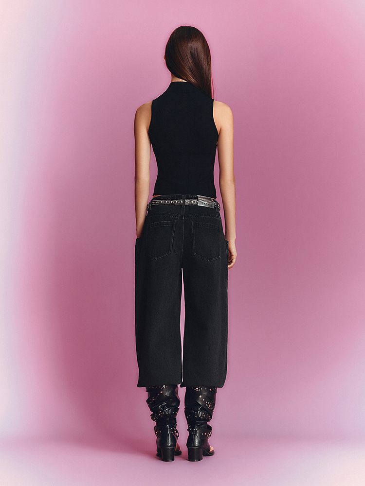 SALT.P可颜 2026夏季新款小高领收腰无袖毛衫背心AC36206200